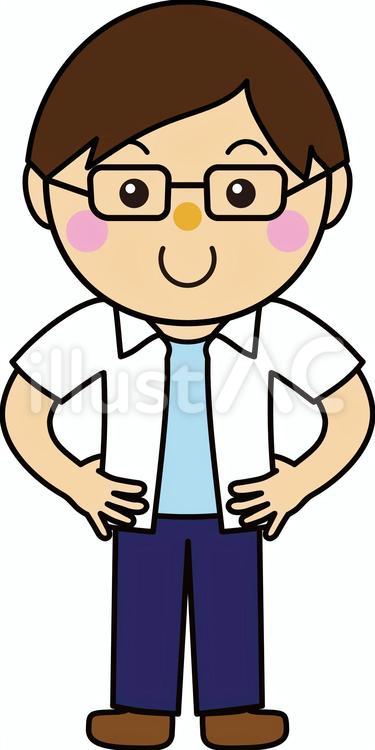 男性35_01（シャツ） メガネ,カジュアル,お父さんのイラスト素材