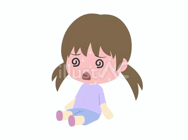 熱中症の子ども（女の子風） 子ども,女の子,クラクラのイラスト素材