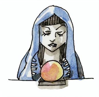 占い師 占い師 占い,イベント,水晶玉,スピリチュアル,水彩のイラスト素材