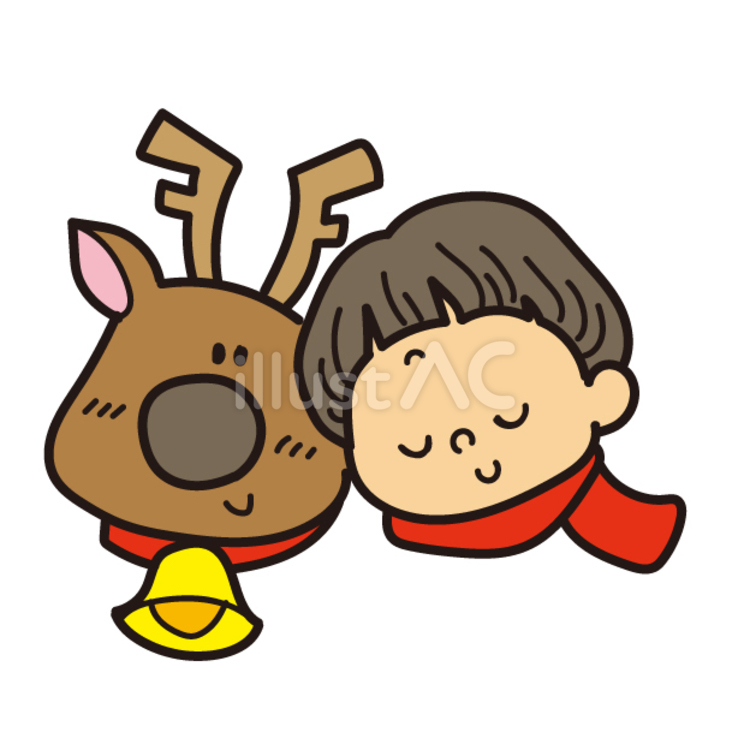 トナカイと男の子 クリスマス,男の子,トナカイのイラスト素材