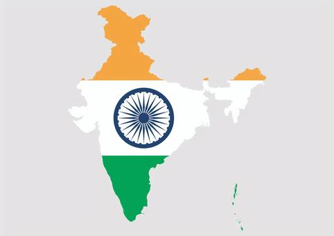 インドの地図（国旗柄） インド,地図,国旗,外国,海外,地理,土地,国土,地形,世界のイラスト素材
