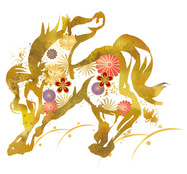 2026年　午年用年賀状素材85