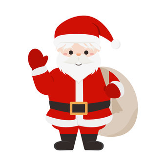 手を挙げて挨拶をするサンタクロース