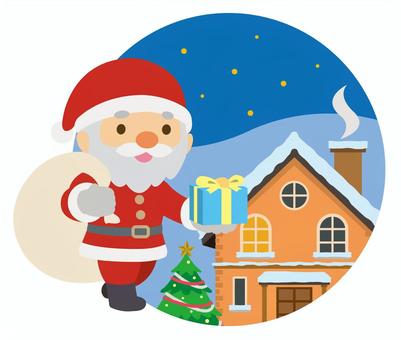 サンタクロースと煙突の家_25 サンタクロースと煙突の家_25 クリスマス,サンタ,サンタクロース,プレゼント,贈り物,メリークリスマス,クリスマスイブ,12月,冬,煙突のイラスト素材