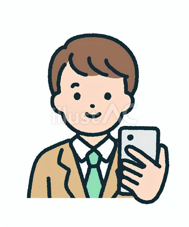 スマホを持つ制服の学生（男の子） スマホ,スマートフォン,男性のイラスト素材
