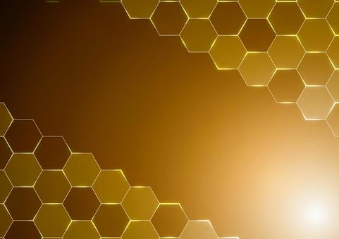 六角形のゴールドのデジタルイメージ素材 デジタル,ビジネス,サイバー,六角形,スタイリッシュ,光,ゴールド,背景のイラスト素材