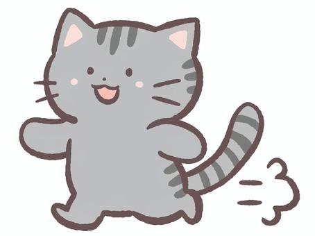 走る可愛い動物の猫 走る,運動,スポーツ,競走,ダッシュ,猫,動物,生き物,哺乳類,かわいいのイラスト素材