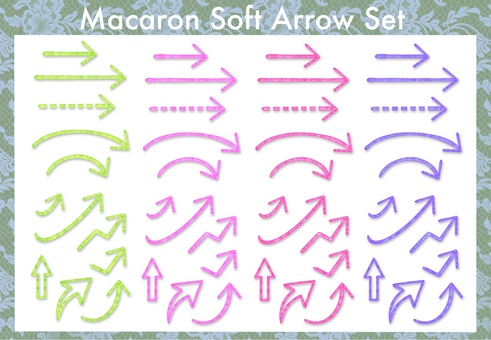 パステル手描き矢印セット 矢印,手書き,パステル,かわいい,ゆるい,イラスト,セット,素材,カラフル,記号のイラスト素材