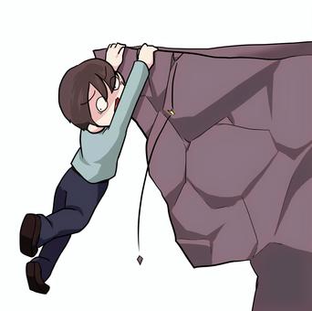 崖っぷち＿男性 人物,生活,全身,男性,崖,ぶら下がる,危険,素材のイラスト素材