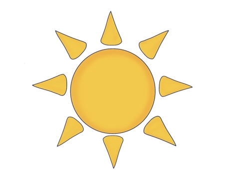 シンプルな太陽 太陽,サン,お日さま,日差し,日光,晴れ,天気,天候,暑い,あたたかいのイラスト素材