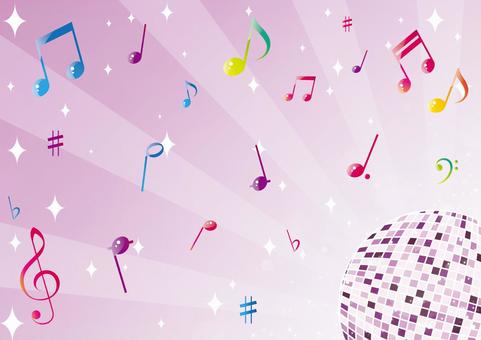 Pop background material with mirror ball and musical notes, , JPG and AI