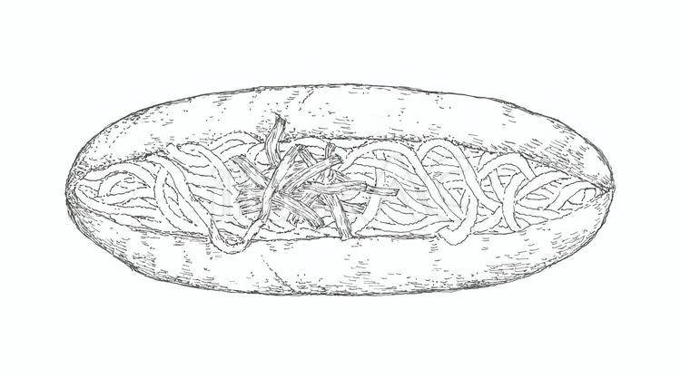 【手描き】焼きそばパンの線画イラスト 焼きそばパン,食べ物,軽食のイラスト素材