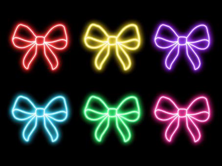 ネオンのリボン ネオンのリボン リボン,プレゼント,アクセサリー,ラッピング,素材,単色,ネオン,ライト,光,灯のイラスト素材