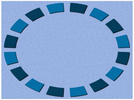 三崩し模様のフレ−ム　楕円形　青 三崩し模様,フレ−ム,ポストカード,メッセージカード,柄,パターン,和風,和柄,縁起,めでたいのイラスト素材