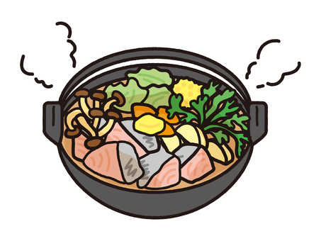 北海道名物・石狩鍋 石狩鍋,鮭鍋,鮭,サーモン,魚,魚介,海鮮,北海道,名物,郷土料理のイラスト素材