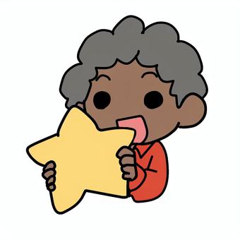 星を持つアフロ男性 アフロ,星,持つ,お気に入り,クッション,希望,星型,上半身,所有,男性のイラスト素材