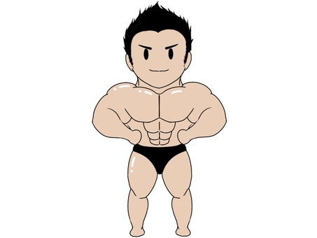 ボディビルダー 黒髪 ポーズ２ ボディビルダー,筋肉,男性,マッチョ,ムキムキ,フィットネス,トレーニング,スポーツ,ポーズ,ジムのイラスト素材