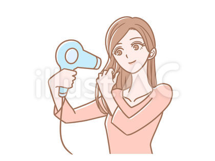 ドライヤーをあてる女性_肌色