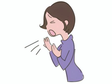 晩秋・冬 寒くて風邪、くしゃみをする女性 冬,秋,晩秋,風邪,女性,くしゃみ,悪寒,寒い,寒波,北風のイラスト素材