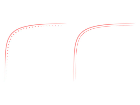 ピンクのL字型ラインフレームセット フレーム,飾り罫,カーブ,ライン,仕切り,ピンク,赤,ポップ,あしらい,飾り枠のイラスト素材