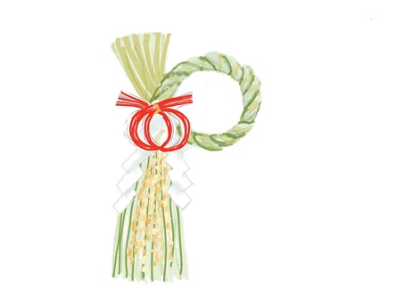 正月飾り２ 正月飾り,しめ縄飾り,水引,手描き,リアルのイラスト素材