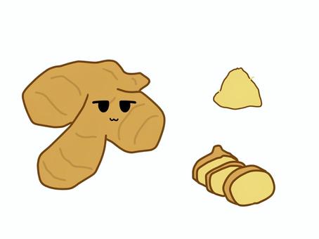 ジト目のしょうがアイコン 野菜,しょうが,薬味,根菜,かわいい,アイコン,顔,シンプル,手描き,ジト目のイラスト素材