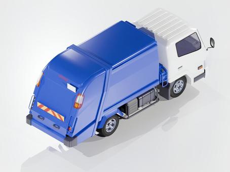 自動車CGイラスト12_リヤ トラック,自動車,乗用車,四輪車,運搬車,パッカー車,ゴミ収集,運輸,運搬,立体のイラスト素材