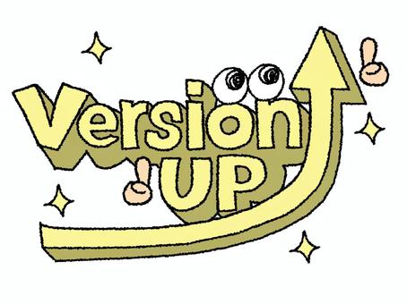 versionup バージョンアップ,文字絵,立体,英語,フォント,目,可愛い,宣伝用,お知らせ用,イメージのイラスト素材