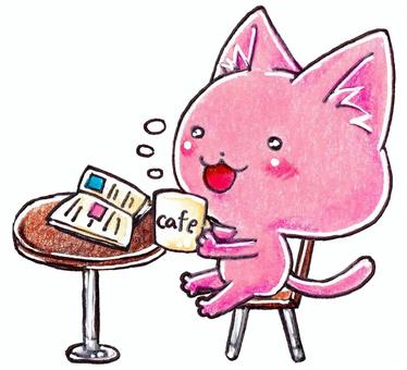 A cat taking a break at a cafe, JPG and PNG A cat taking a break at a cafe, cat, breath, cup, JPG and PNG
