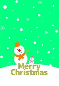 雪だるまのクリスマスカード 冬,背景,雪だるま,親子,クリスマス,雪,結晶,ポストカード,メッセージカード,縦のイラスト素材