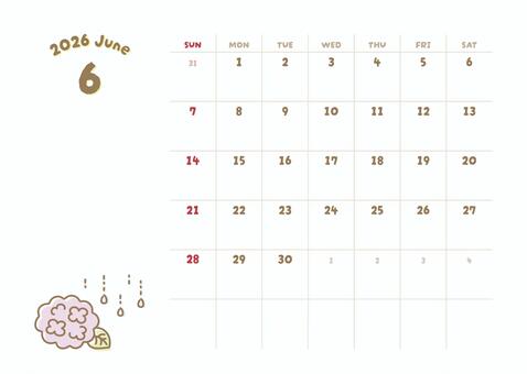 2026年6月カレンダーイラスト入り01 2026年,6月,カレンダーのイラスト素材