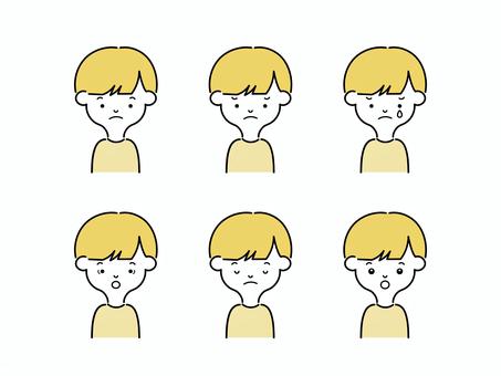 困った男の子の表情セット 男の子,こども,人,人物,挿絵,キッズ,シンプル,イラスト,困る,悩むのイラスト素材