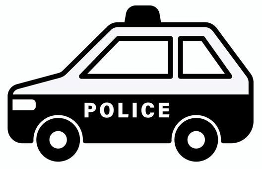 パトカーの緊急車両アイコン パトカー,アイコン,警察,緊急車両,警察署,事件,事故,災害,サイレン,白黒のイラスト素材