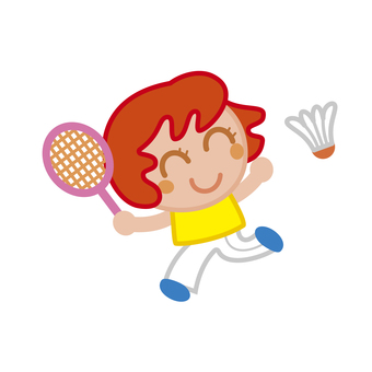 バドミントン こども,バドミントン,人物,ラケット,シャトル,運動,スポーツのイラスト素材