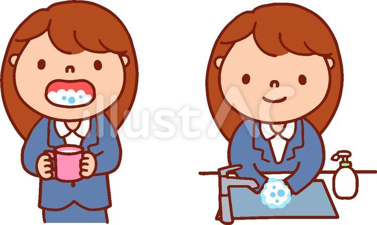 うがいOL うがい,手洗い,対策のイラスト素材