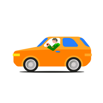 乗り物 035 車,運転,ドライバー,自動車,乗り物,男性,通勤,ドライブ,オレンジの車,イラストのイラスト素材