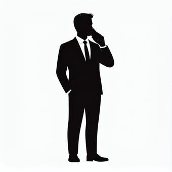 通話中のビジネスマンシルエット