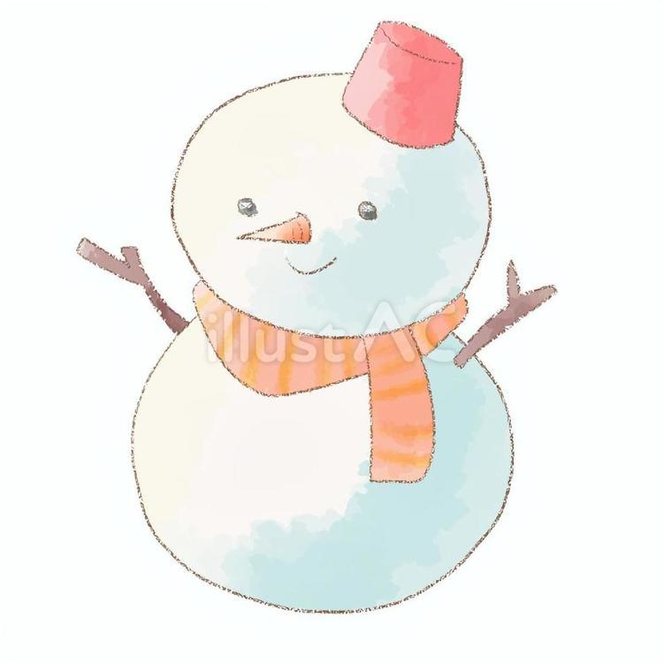 ゆきだるま ゆきだるま,マフラー,バケツのイラスト素材