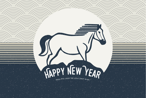 アウトドア風の馬のロゴ（年賀状）_8 馬,ロゴ,年賀状,アイコン,シルエット,マーク,おしゃれ,アウトドア,かっこいい,シンプルのイラスト素材