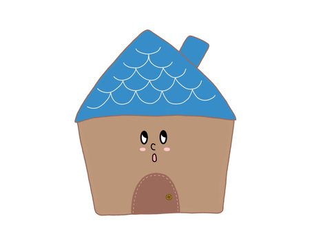 Blue roof house, family, blue, hand drawn, JPG and PNG