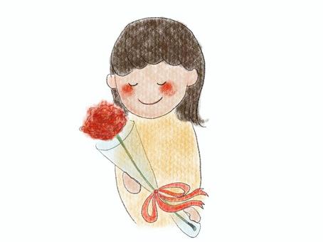 母の日 母の日,母,お母さん,カーネーション,花,お花,赤い花,パステル,パステル調,手描きのイラスト素材