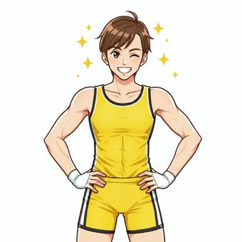 A well-trained, sporty figure, JPG and PNG A well-trained, sporty figure, male, yellow, sportswear, JPG and PNG