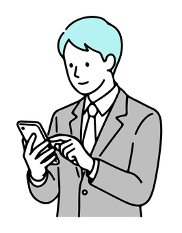 スマートフォンを操作するビジネスマン スマートフォン,ビジネスマン,スマホ,操作,男性,ビジネス,携帯,連絡,チェック,会社員のイラスト素材