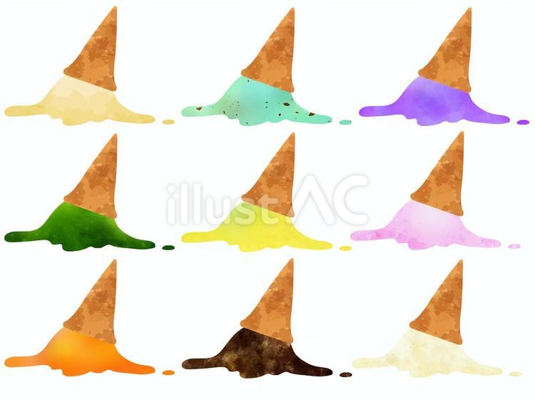 落ちたアイスクリーム　表情なし アイス,シャーベット,落ちたのイラスト素材