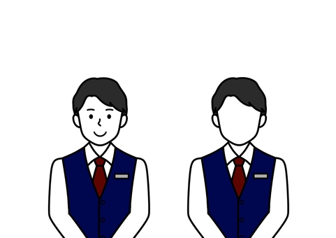 タクシードライバー・ホテリエの男性 タクシードライバー・ホテリエの男性 タクシードライバー,ホテリエ,ベスト,ネクタイ,セット,男性,顔なし,フェイスレス,ビジネス,名札のイラスト素材