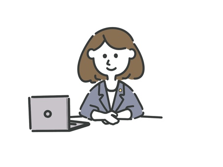 WEB会議 面談,対話,相談,相談会,話し合い,会話,士業,司法書士,行政書士,会計士のイラスト素材