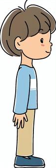 男の子にも女の子にも見えるこども/右向き こども,男の子,女の子,小学生,幼児,長袖,シンプル,かわいい,ショートカット,全身のイラスト素材