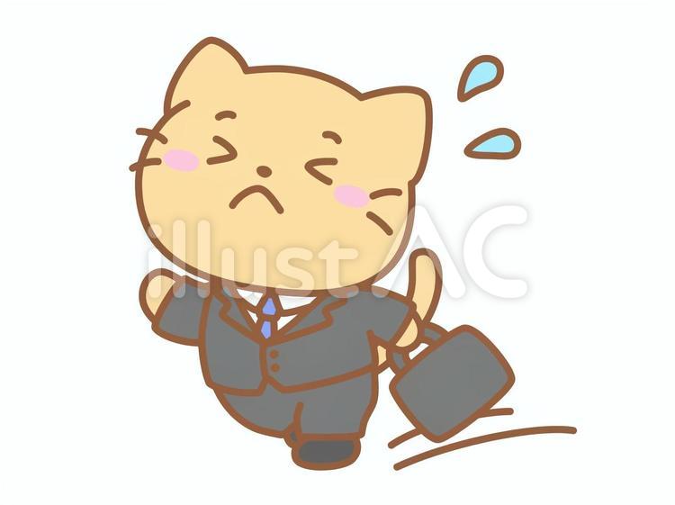 スーツを着て走るネコ 走る,急ぐ,スーツのイラスト素材