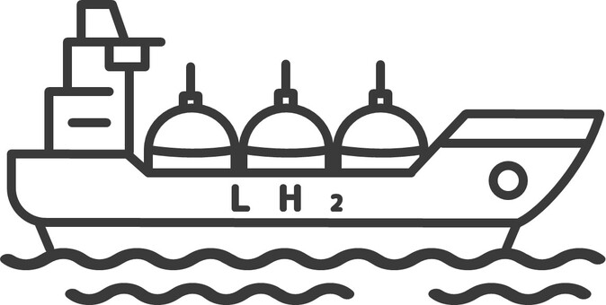 水素タンカーのアイコン 水素輸送,水素タンカー,液化水素,船,アイコン,線画,sdgs,インフラ,物流,エネルギーのイラスト素材