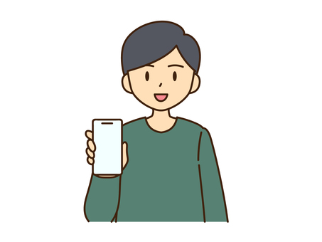 スマートフォンを見せる男性